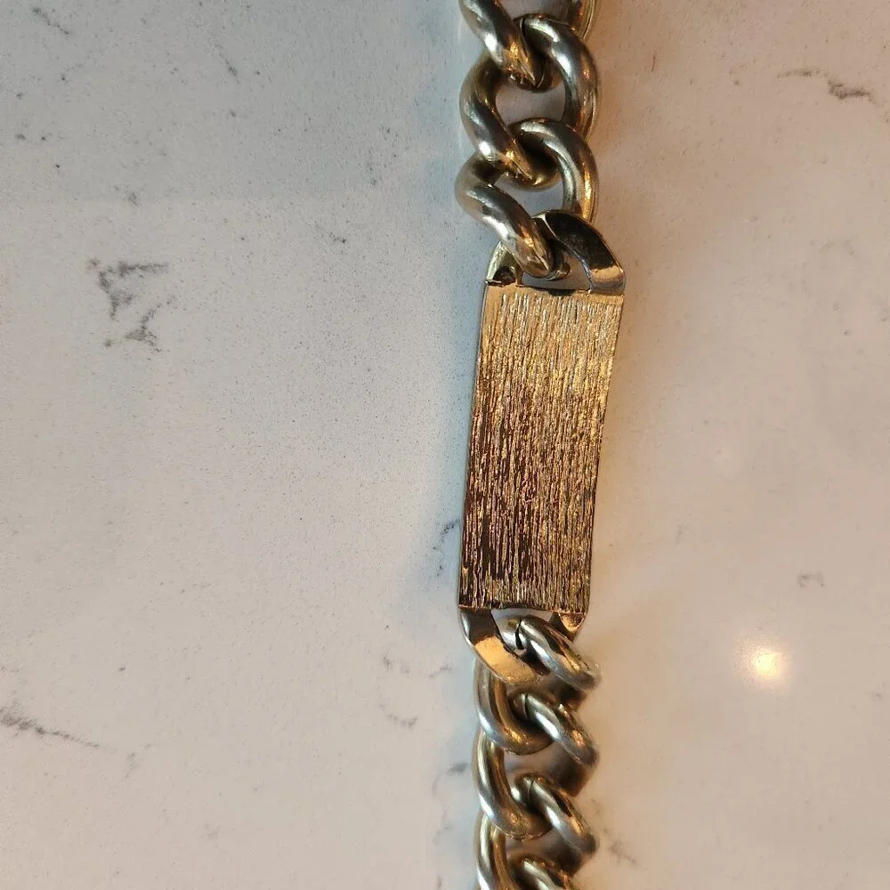 Vintage Speidel USA ID Bracelet Cuban Chain Gold Tone